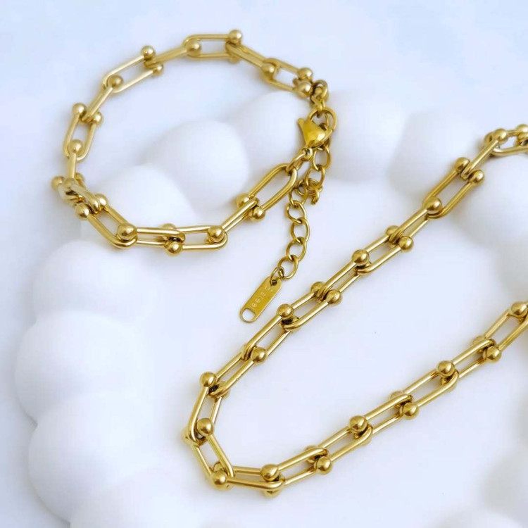 ست دستبند و گردنبند تیفانی طلایی زنانه