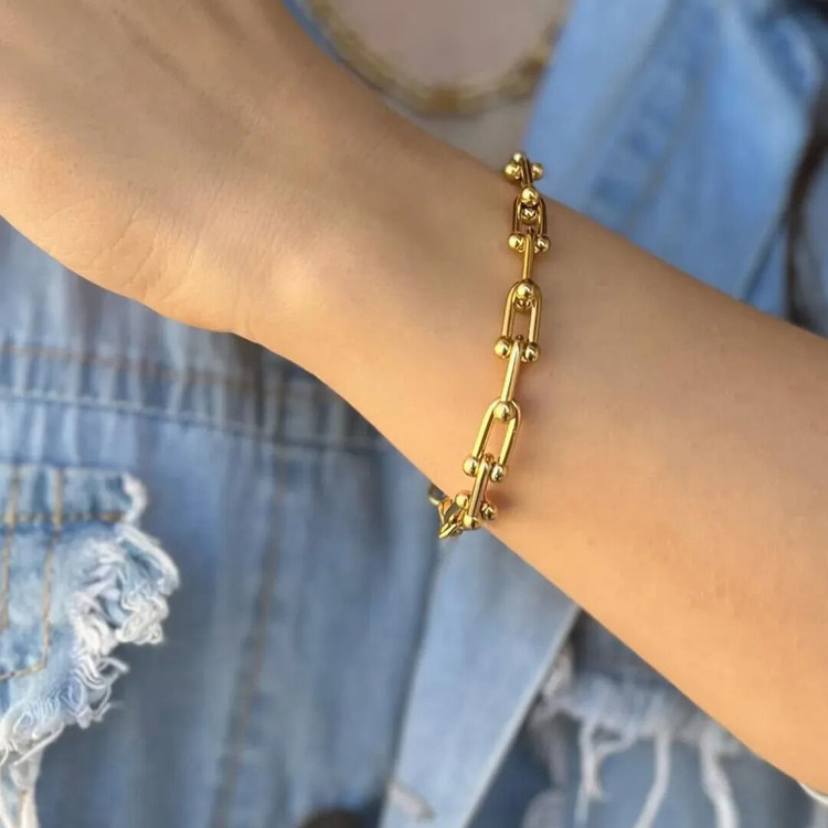 ست دستبند و گردنبند تیفانی طلایی زنانه