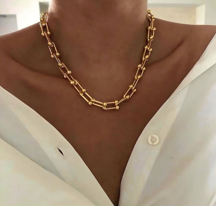 ست دستبند و گردنبند تیفانی طلایی زنانه