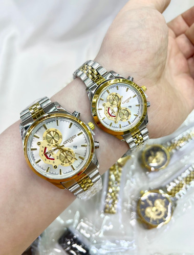 ست ساعت مچی سیتیزن vip زنانه و مردانه با رنگبندی سفید و طلایی و مشکی و سفید طلایی