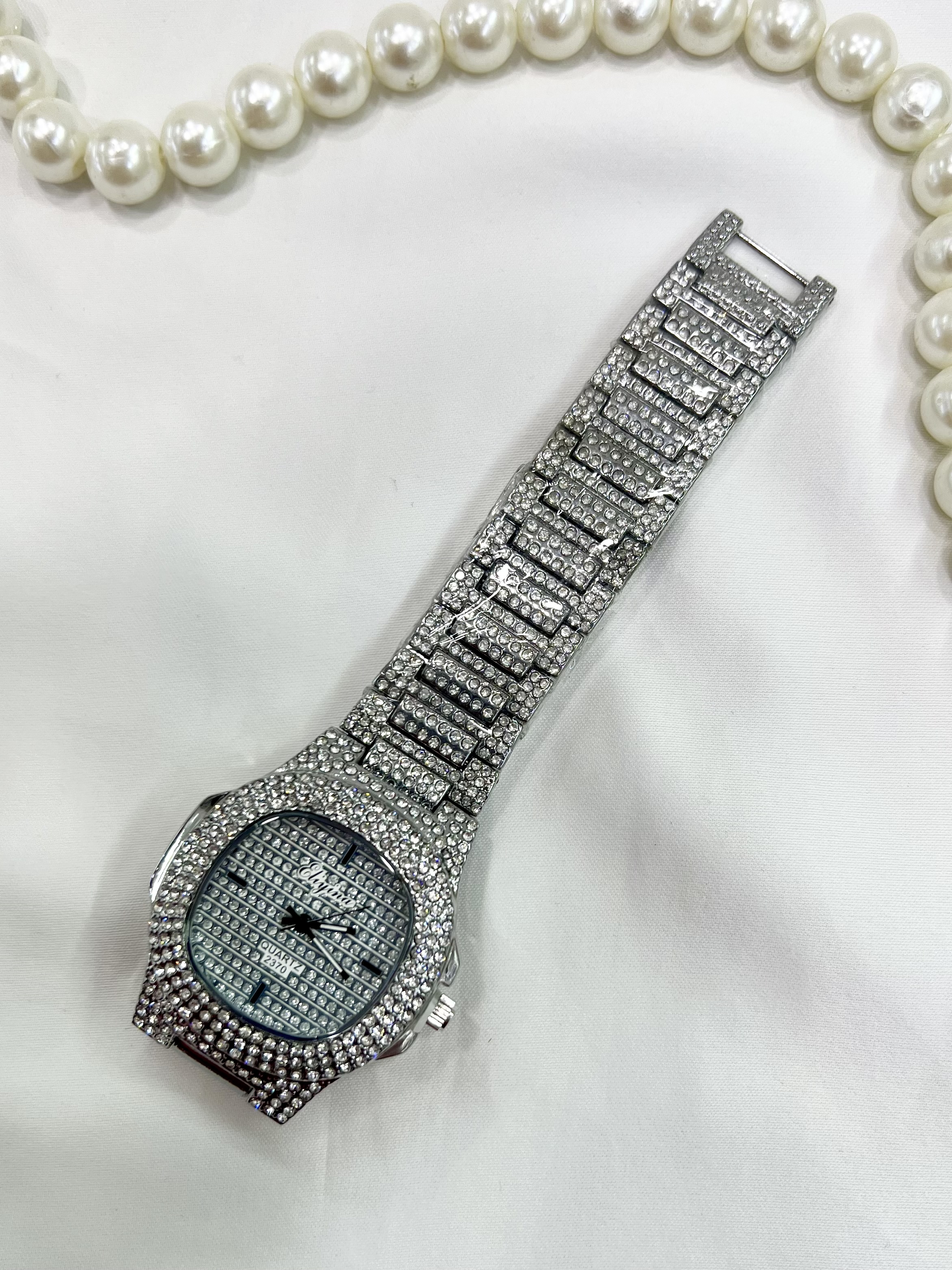 ساعت مچی زنانه الینا نقره ای تمام نگین اوکس