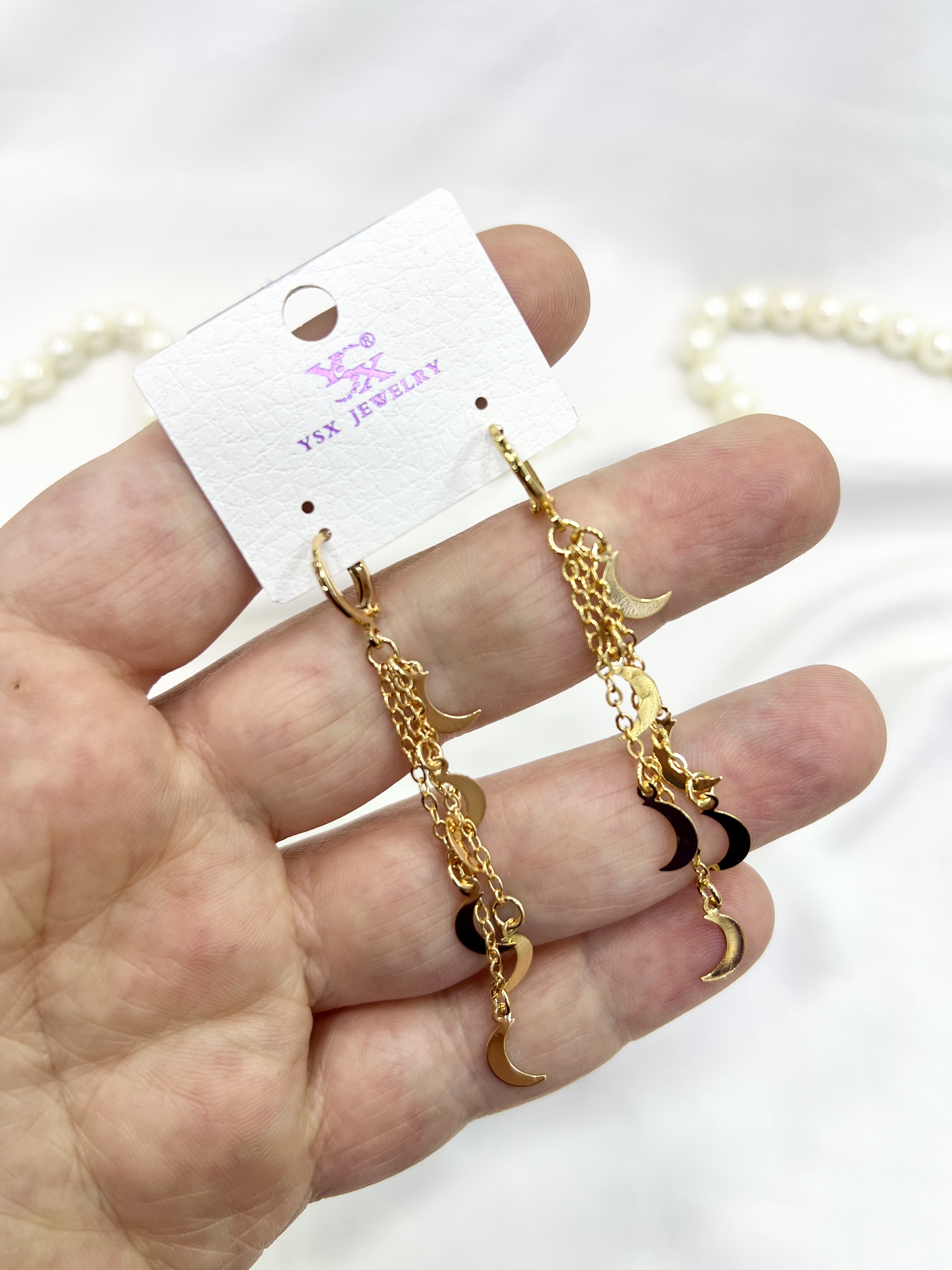 گوشواره آویز ماه طلایی ysx