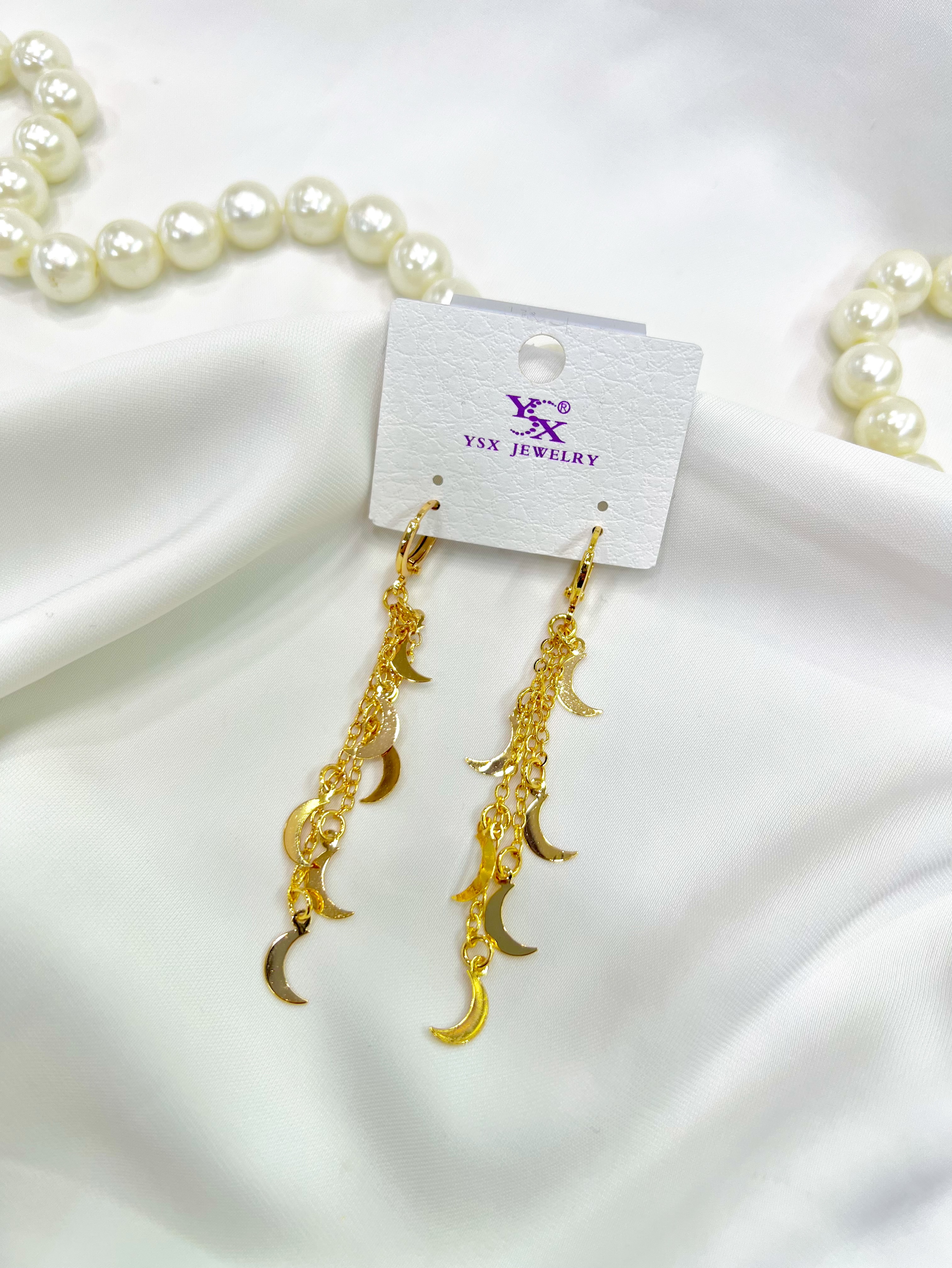 گوشواره آویز ماه طلایی ysx