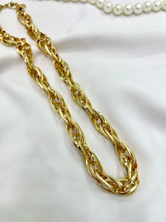 گردنبند زنجیر مشابه طلای بافت دار