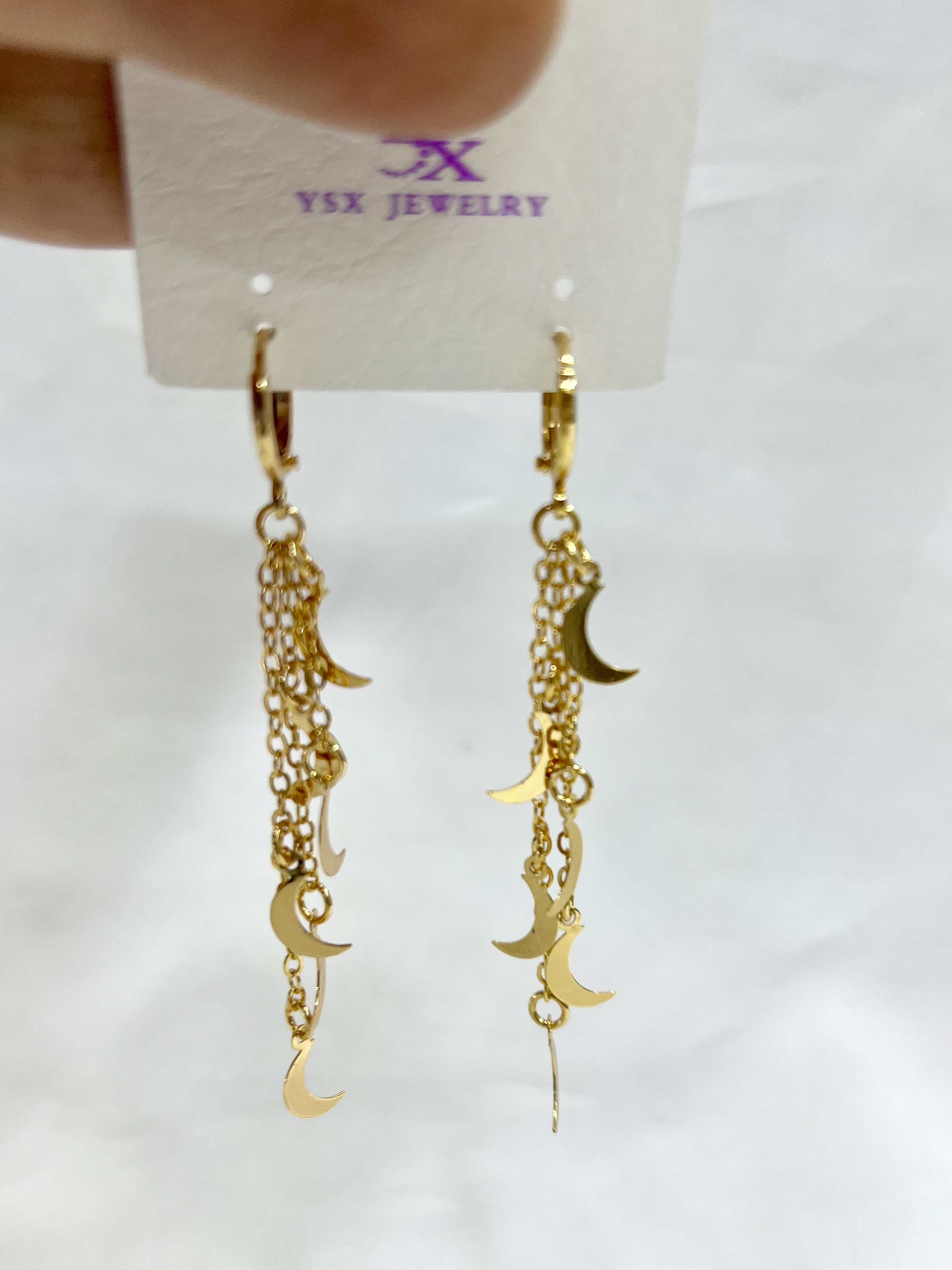 گوشواره آویز ماه طلایی ysx