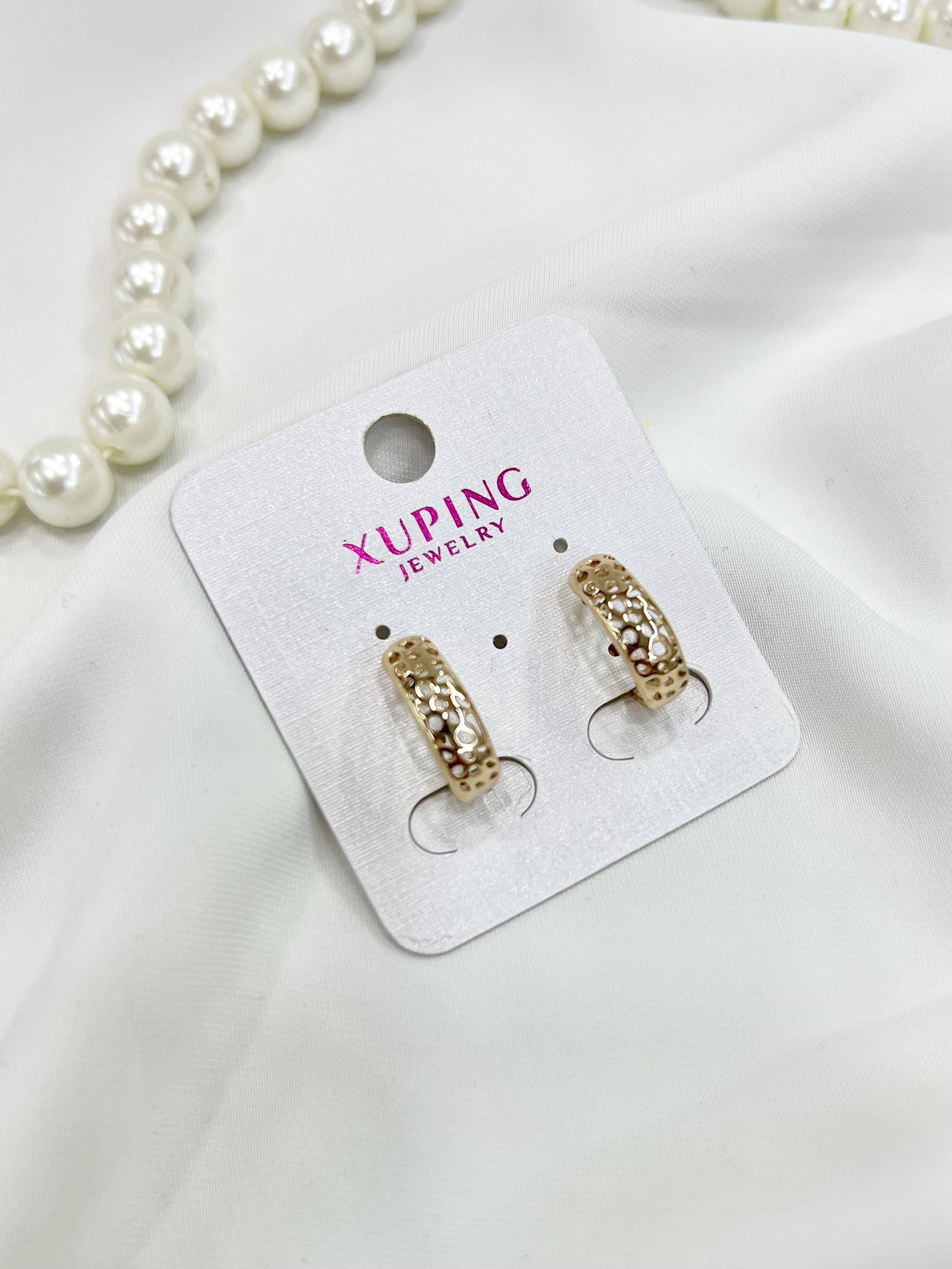 گوشواره حلقه طرح گل طلایی ژوپینگ xuping اصل