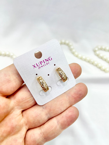 گوشواره حلقه طرح گل طلایی ژوپینگ XUPING اصل