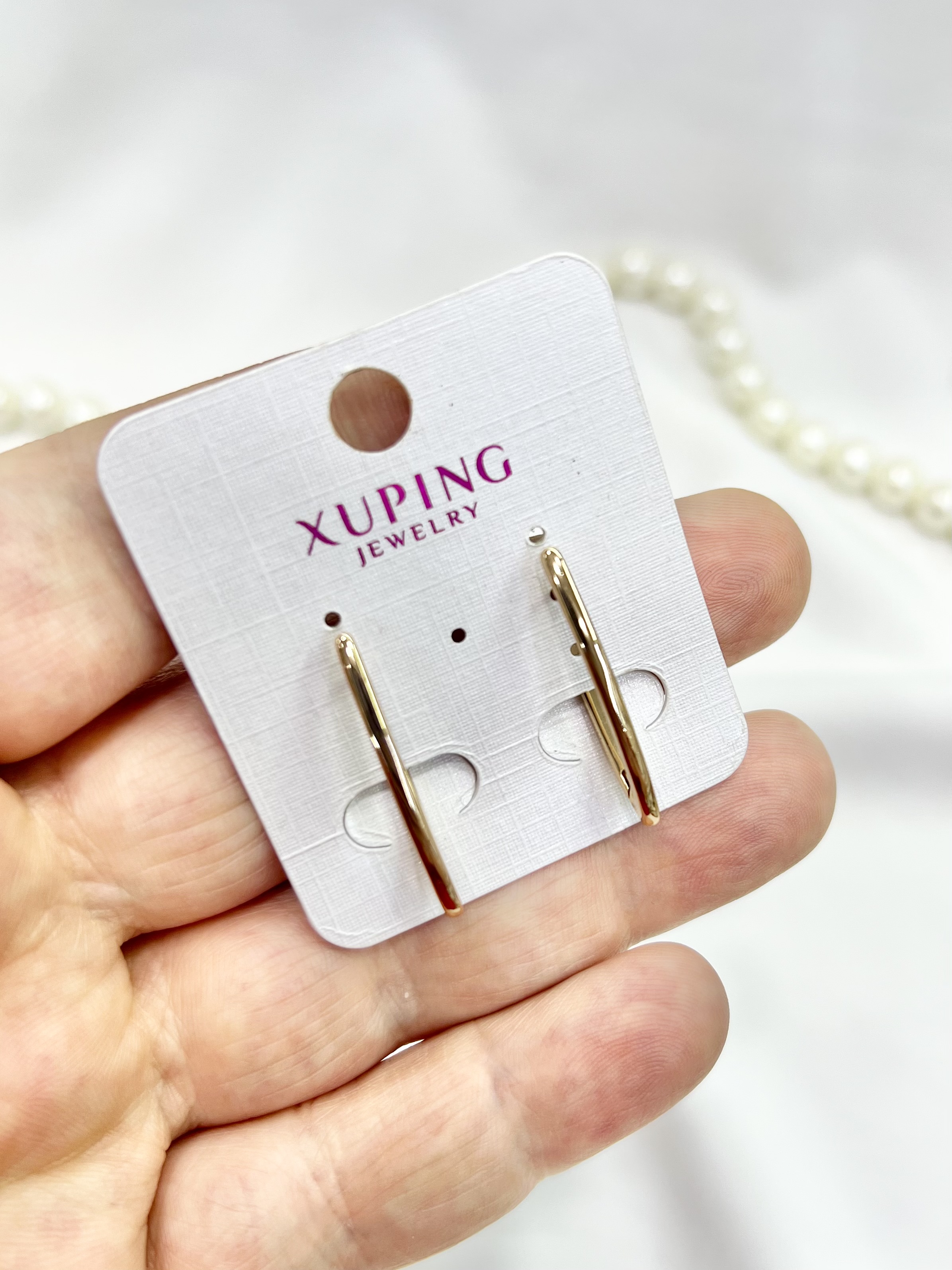 گوشواره طلایی ژوپینگ زنانه مدل مینیمال برندxuping