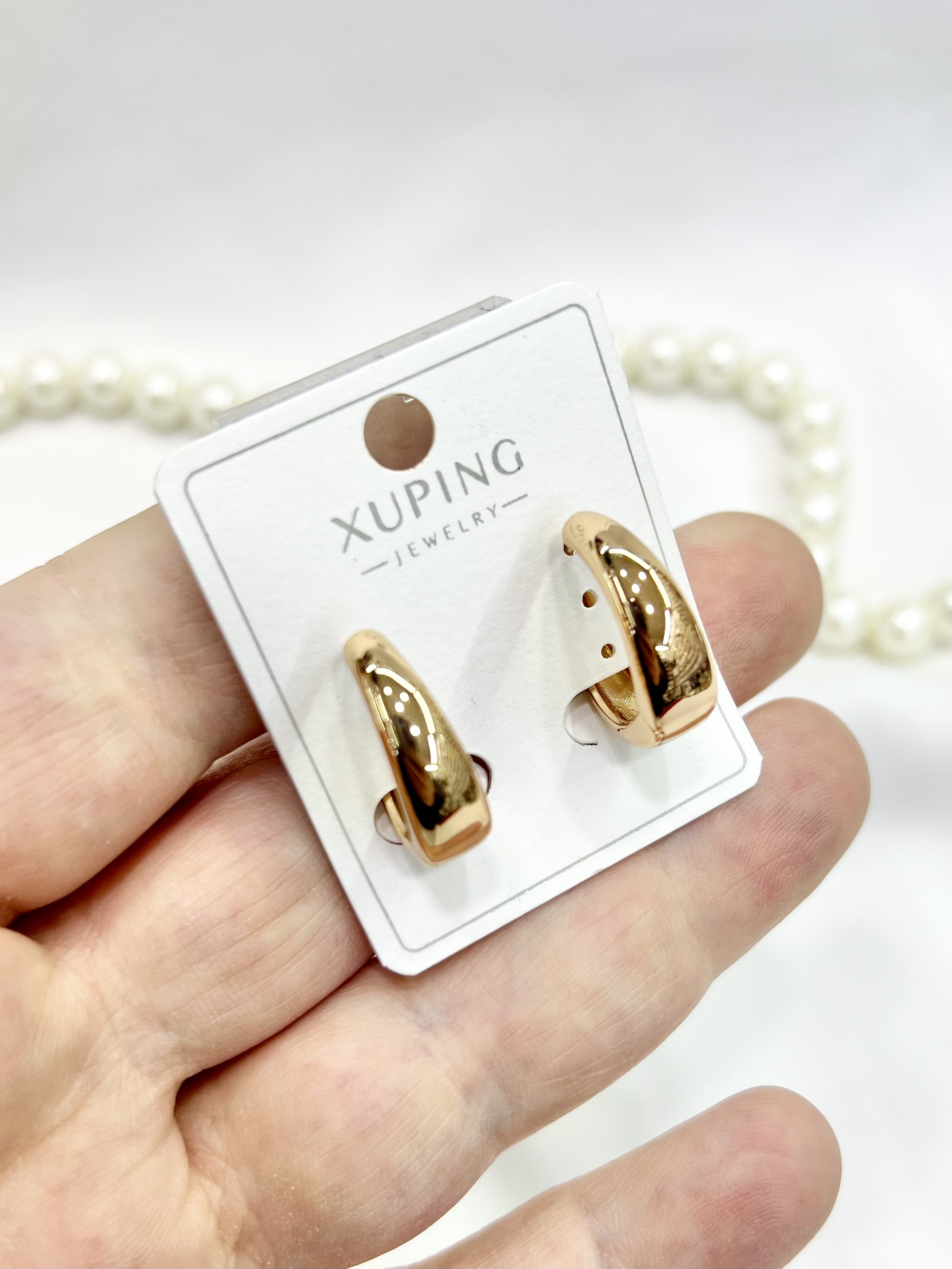 گوشواره کلیپسی پهن طلایی رنگ ثابت ژوپینگ xuping