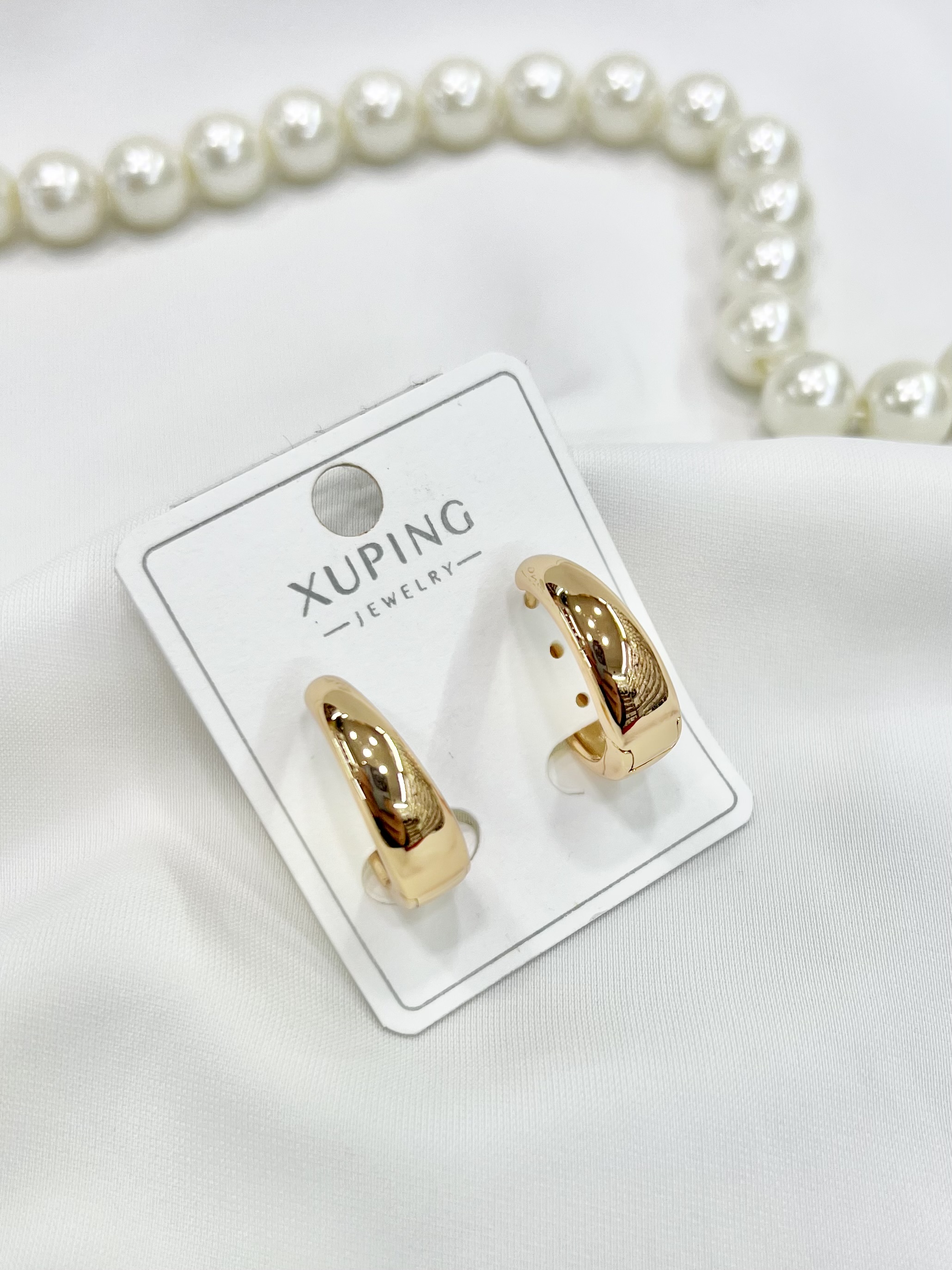 گوشواره کلیپسی پهن طلایی رنگ ثابت ژوپینگ Xuping