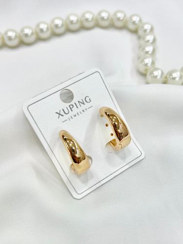 گوشواره کلیپسی پهن طلایی رنگ ثابت ژوپینگ Xuping