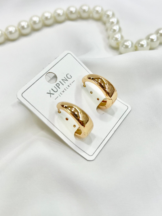 گوشواره کلیپسی پهن طلایی رنگ ثابت ژوپینگ xuping