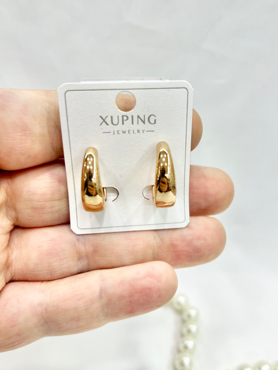 گوشواره کلیپسی پهن طلایی رنگ ثابت ژوپینگ xuping