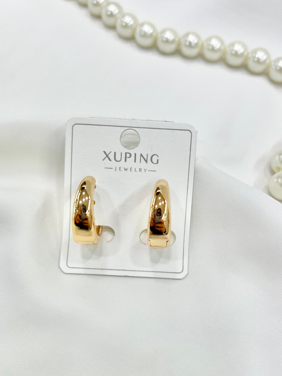 گوشواره کلیپسی پهن طلایی رنگ ثابت ژوپینگ xuping