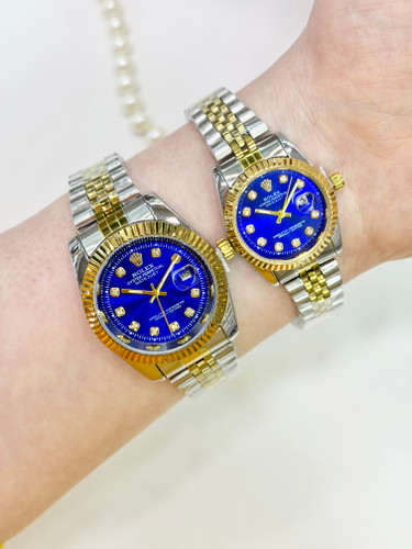 ساعت رولکس دیتجاست اصل مردانه استیل نقره ای طلایی با صفحه آبی